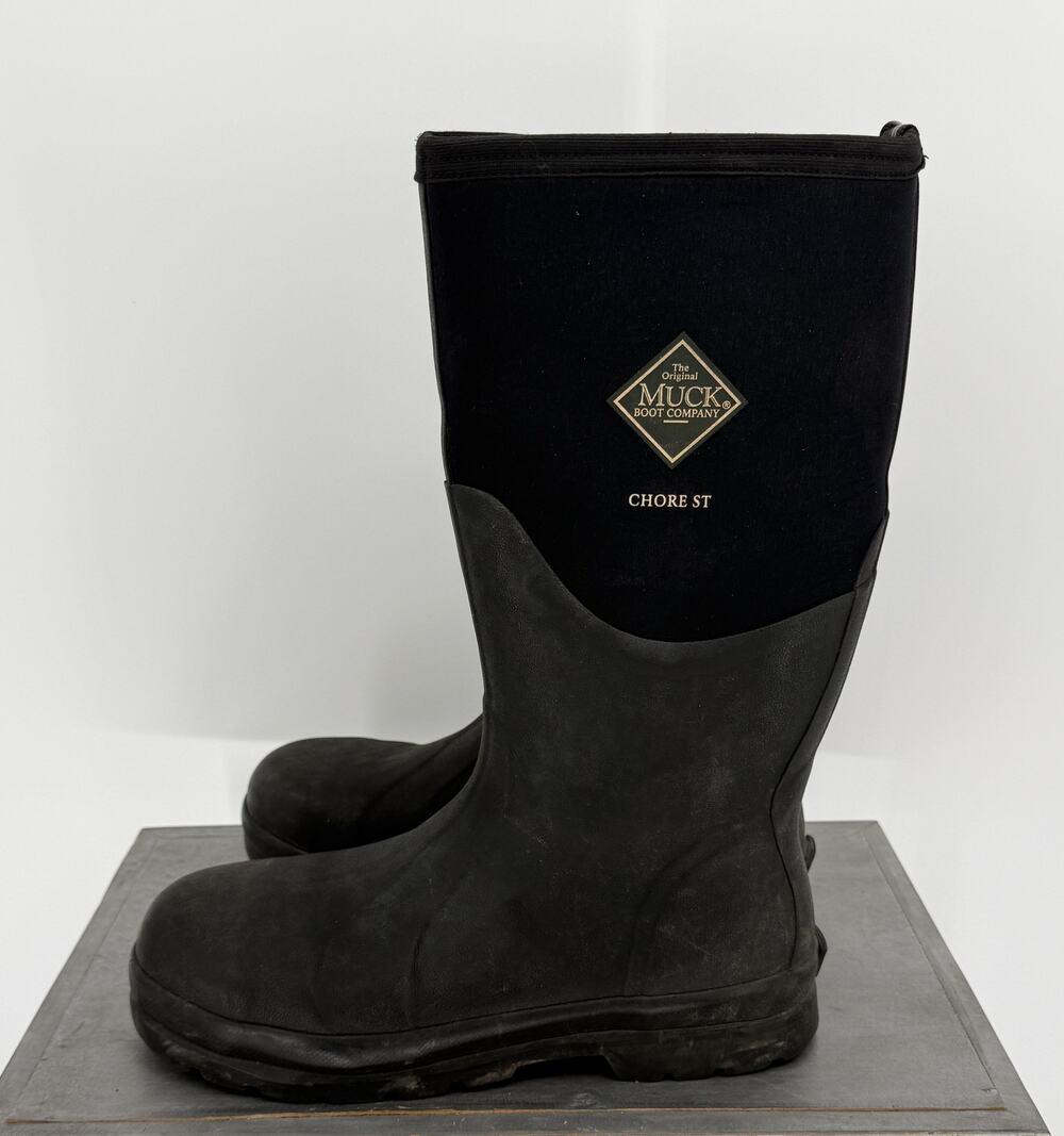 Muck Boot Chore ST Men's 11 Black Steel Toe Tall Rubber Neoprene Work Farm Boots